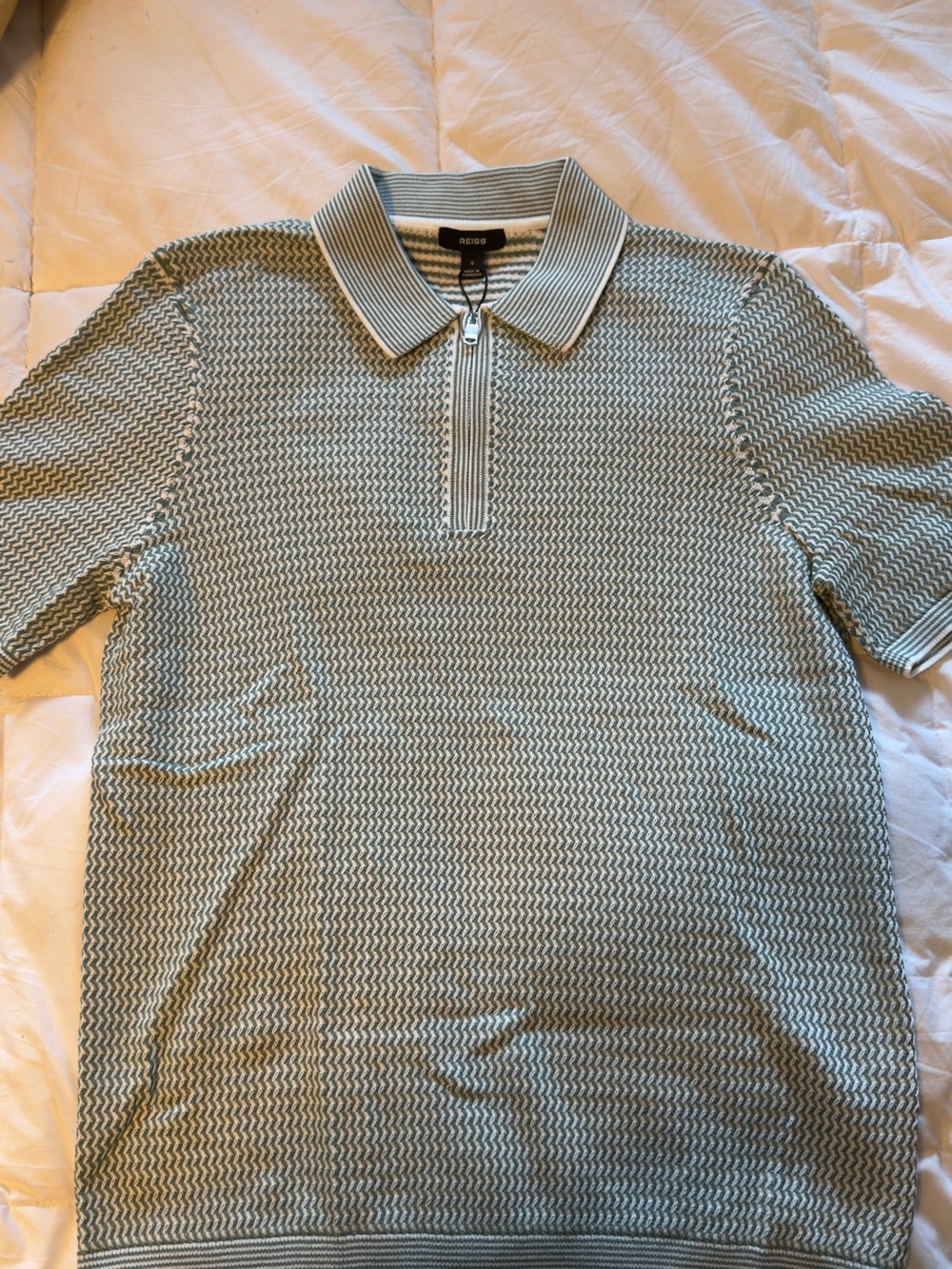 Reiss Brink Regular Fit Half Zip Textured Polo Shirt
